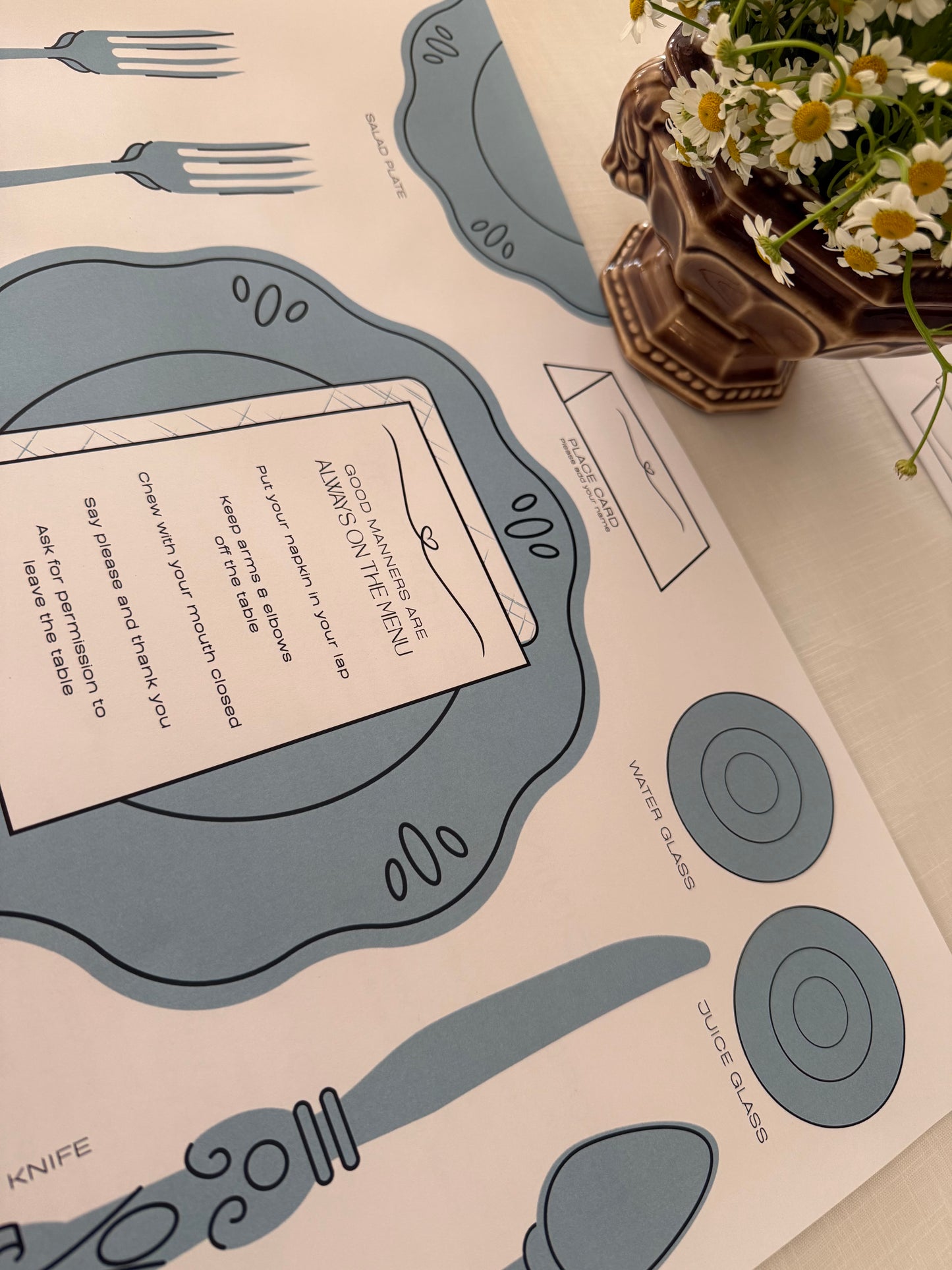 2-Sided Placemat | Set the Table & Manners Guide | LAMINATED